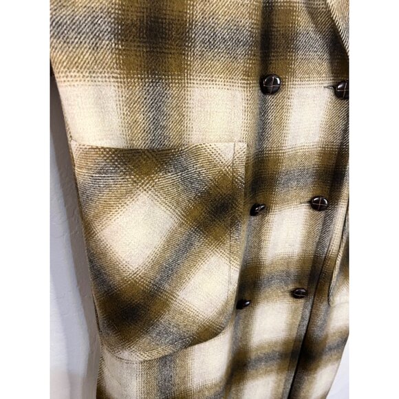 Vintage EATON Rontex International  Plaid Wool Blend Wrap Coat Hood  Belt  Size - Picture 9 of 16
